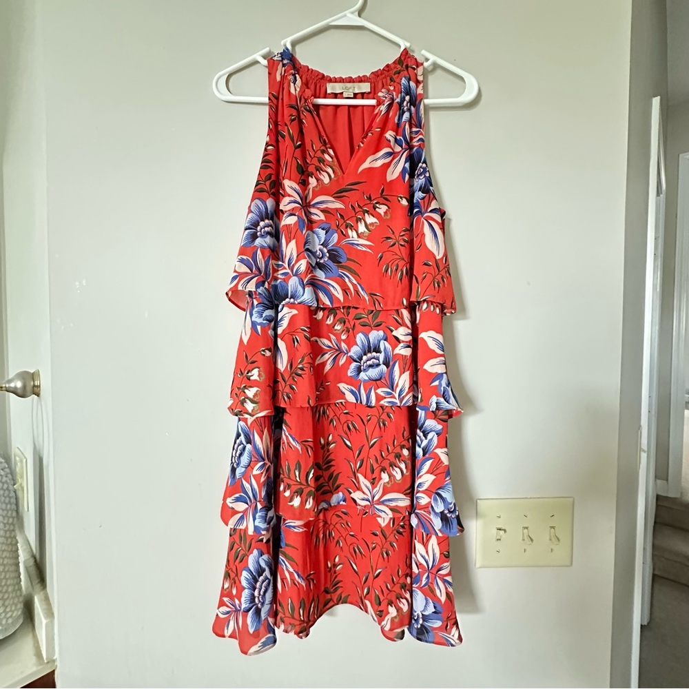 LOFT Red and Blue Floral Mini Dress